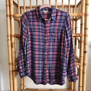 Lucky Brand Purple Pink Plaid Shirt, Small